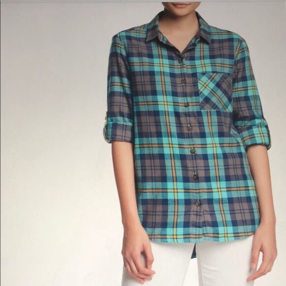 NWT C&C California Green Flannel Button Down - Size XS - Picture 1 of 8